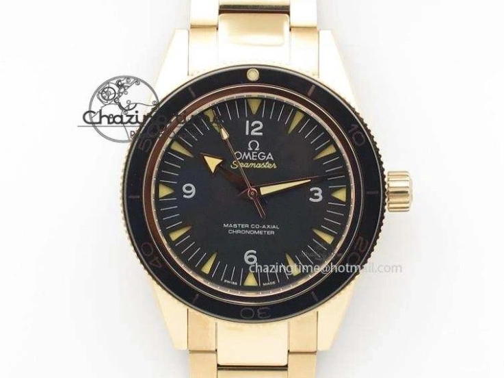 0509 Trendsetting Speedmaster ’57 SS Chrono AXF Best Edition RG Bezel Black Dial on Black Leather Strap A 8283